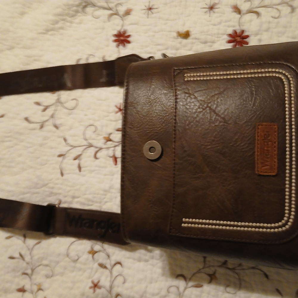Wrangler Brown Leather Crossbody Bag